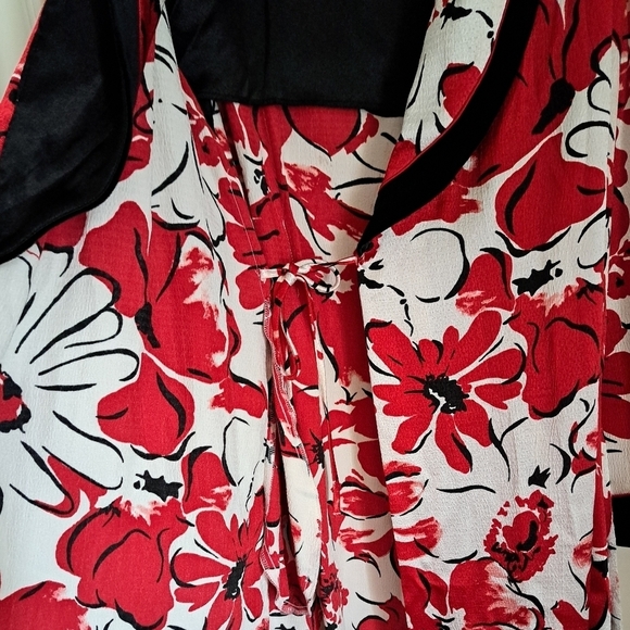 JONES NEW YORK VTG long robe bold poppy floral shawl collar cuffs coastal SM - Picture 6 of 9